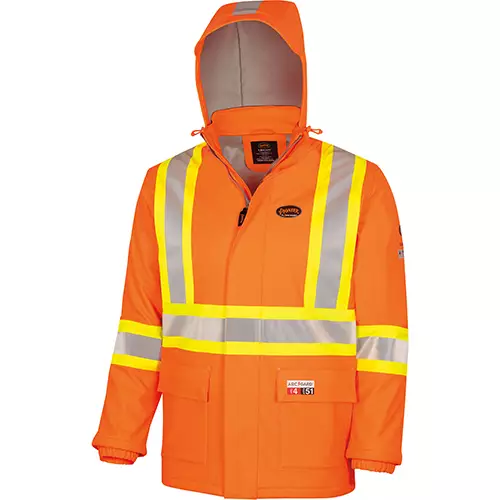Flash-Gard® FR/ARC-Rated PU Jacket – Waterproof – Detachable Hood – Hi-Vis Orange – S