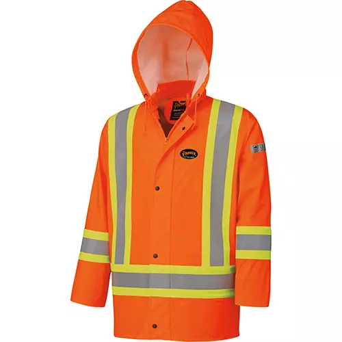Hi-Vis FR Jacket – PU Stretch – Waterproof – Detachable Hood – Hi-Vis Orange – 2XL