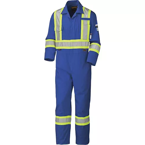 Hi-Vis FR/ARC-Rated 100% Cotton Safety Coveralls – Zipper Closure – Royal Blue – 58 – Tall