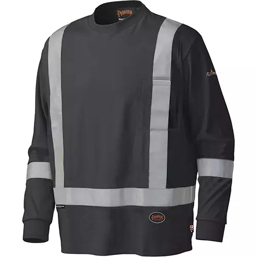 Hi-Vis FR/Arc-Rated Long-Sleeved Safety Shirt – 100% Cotton – Black – S