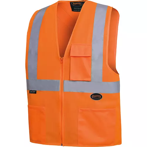 Hi-Vis Tricot Poly Safety Vest – 2" Tape – Zipper Closure – Hi-Vis Orange – 4XL