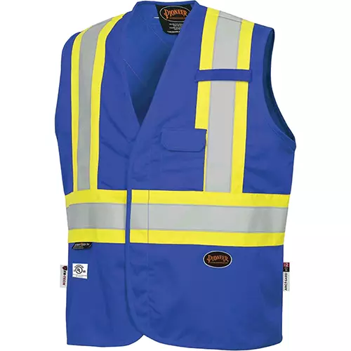 FR-Tech® Hi-Vis 88/12 7 oz FR/ARC-Rated Safety Vest – Snap Closure – Royal Blue – S