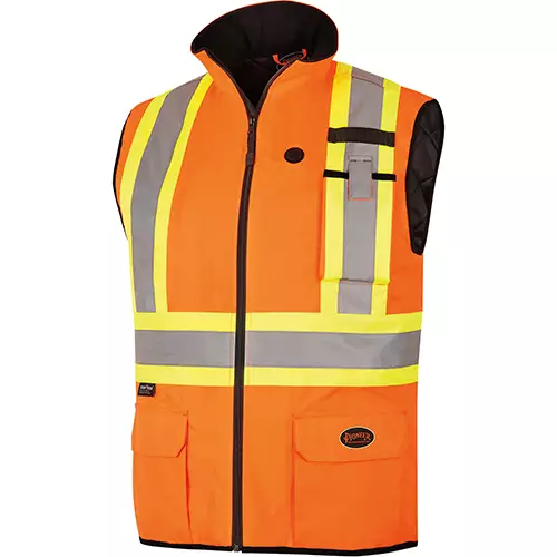 Hi-Vis Heated Insulated Safety Vest – 100% Waterproof – Hi-Vis Orange – S