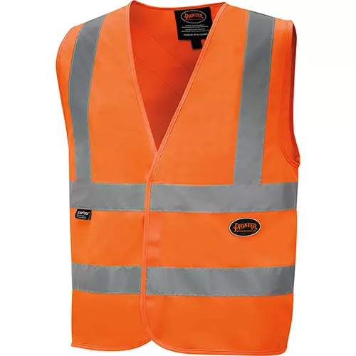 Hi-Vis Poly Tricot Safety Vest – 2" Tape – Hook & Loop Closure – Hi-Vis Orange – M