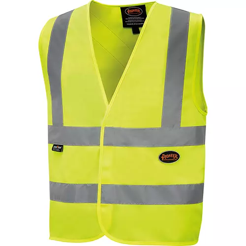Hi-Vis Poly Tricot Safety Vest – 2" Tape – Hook & Loop Closure – Hi-Vis Yellow – S
