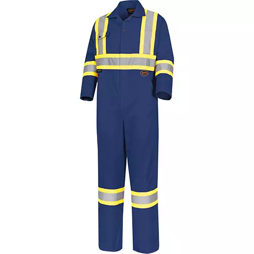 Hi-Vis Poly/Cotton Safety Coveralls – Zipper Closure – Navy – 36