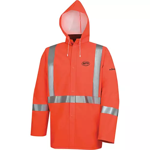 Hi-Vis FR PVC/Poly Safety Rain Jacket – Hi-Vis Orange – S