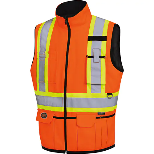Hi-Vis Reversible Insulated Safety Vest – Zipper Closure – Hi-Vis Orange/Black – 2XL