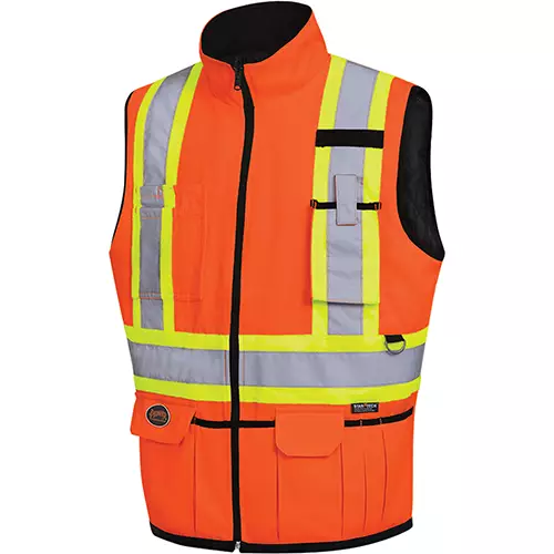 Hi-Vis Reversible Insulated Safety Vest – Zipper Closure – Hi-Vis Orange/Black – 4XL