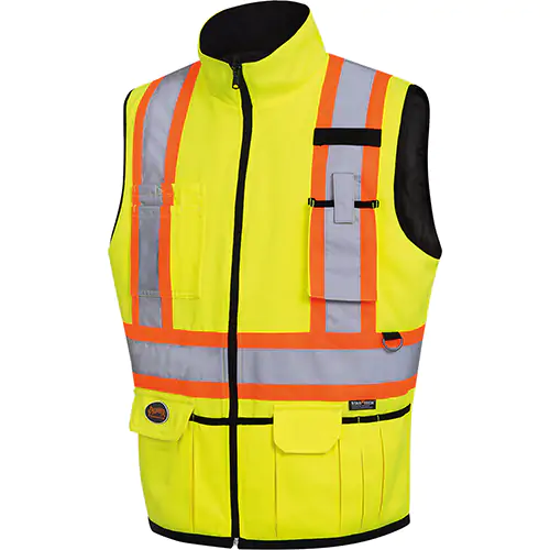 Hi-Vis Reversible Insulated Safety Vest – Zipper Closure – Hi-Vis Yellow/Green/Black – 2XL