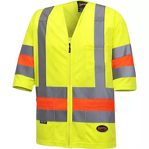 Quebec Hi-Vis Short-Sleeved Traffic Control Safety Shirt – Hi-Vis Yellow – XS