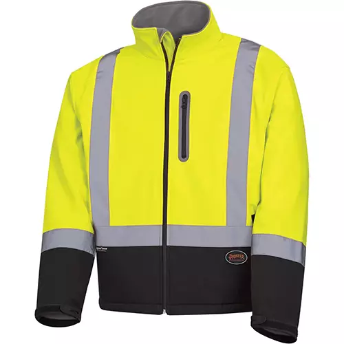 Hi-Vis Softshell Mechanical Strength Safety Jacket- Hi-Vis Yellow/Green – S