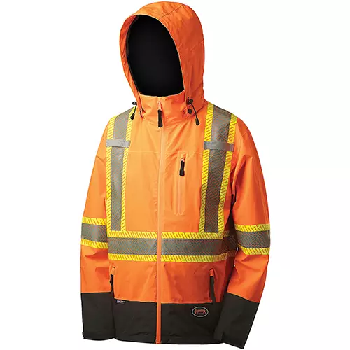 Premium Hi-Vis Softshell Safety Jacket – Waterproof/Breathable – Hi-Vis Orange – S