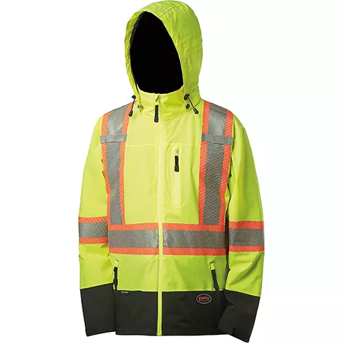 Premium Hi-Vis Softshell Safety Jacket – Waterproof/Breathable – Hi-Vis Yellow/Green – S