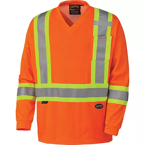 Hi-Vis Micro Mesh Long-Sleeved Traffic Safety Shirt – Hi-Vis Orange – S
