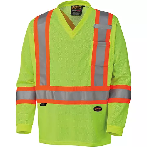 Hi-Vis Micro Mesh Long-Sleeved Traffic Safety Shirt – Hi-Vis Yellow/Green – S