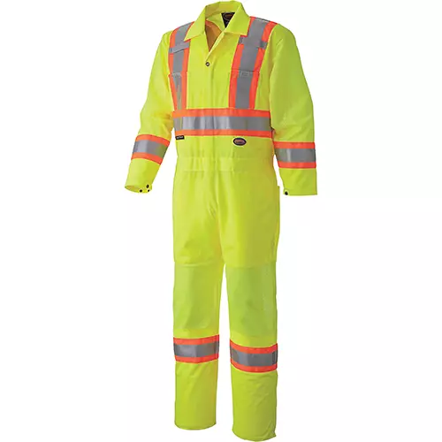 Hi-Vis Traffic Safety Coveralls – Zipper Closure – Hi-Vis Yellow/Green – XS