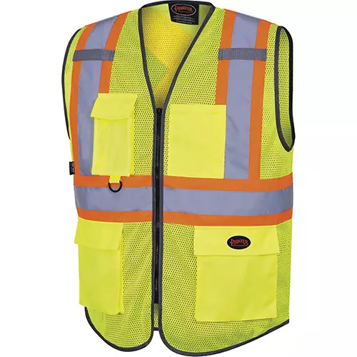Hi-Vis Mesh Poly Safety Vest – Zipper Closure – Hi-Vis Yellow/Green – XS