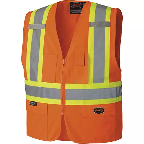 Hi-Vis Poly Tricot Safety Vest – Zipper Closure – Hi-Vis Orange – 4XL