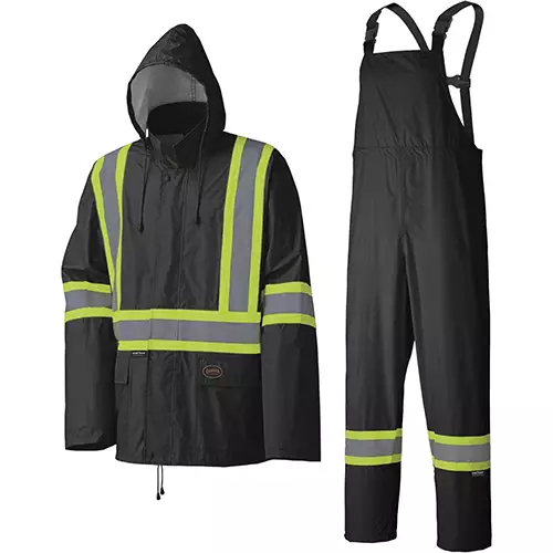 Waterproof Lightweight Safety Rain Suit – Black – XS