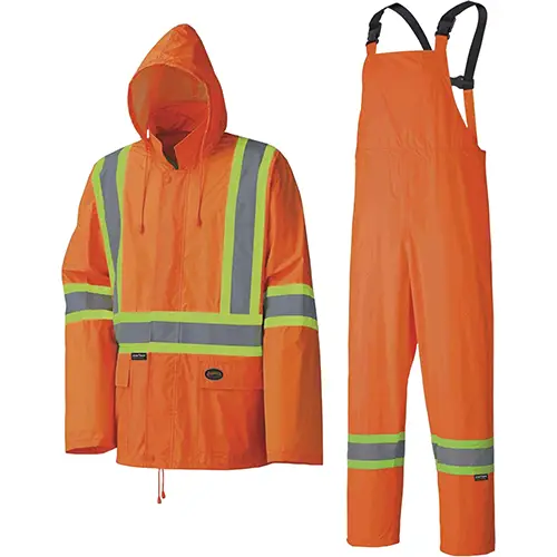 Waterproof Lightweight Safety Rain Suit – Orange – S