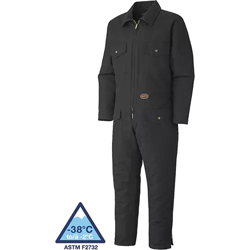 Quilted Cotton Duck Coveralls – Zipper Closure – Black – S