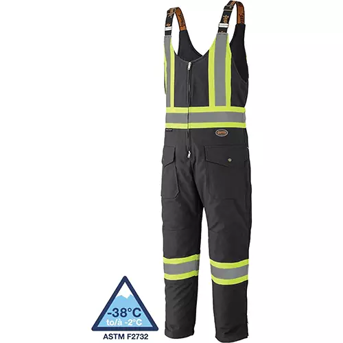 Hi-Vis Quilted Cotton Duck Safety Overalls – Black – XS