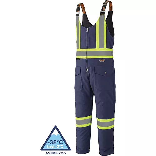 Hi-Vis Quilted Cotton Duck Safety Overalls – Navy – S