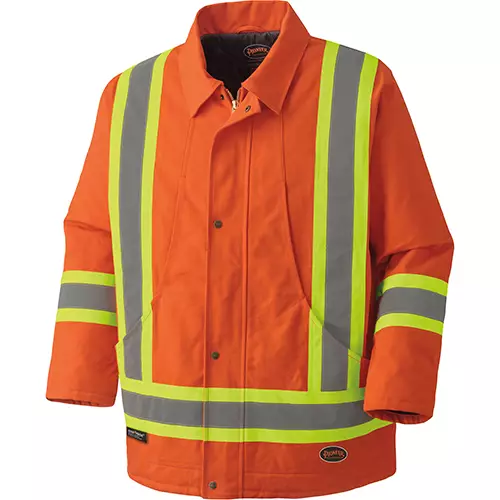 Hi-Vis Quilted Cotton Duck Safety Parka – Hi-Vis Orange – S
