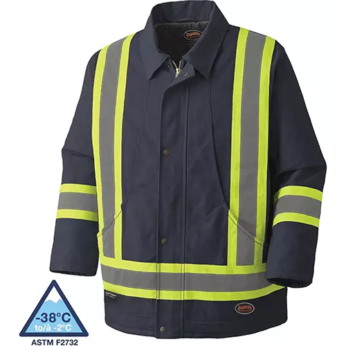 Hi-Vis Quilted Cotton Duck Safety Parka – Navy – S