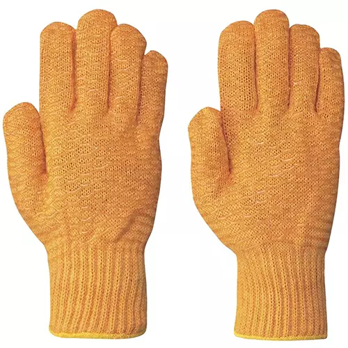 Orange Seamless Knit Criss-Cross Nylon Glove – S