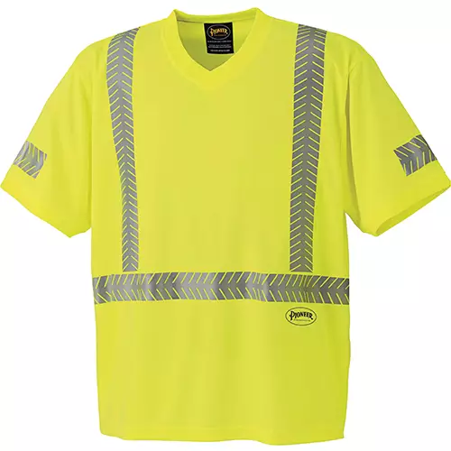 Hi-Vis CoolPass® Short-Sleeved Safety Shirt – Reflective Patch on Sleeve – Hi-Vis Yellow/Green – XS
