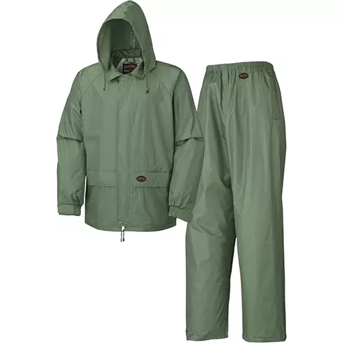 Waterproof Polyester/PVC 2-Piece Rainsuit – Green – S