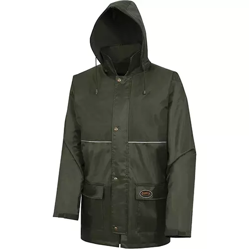 Nailhead Ripstop Tree Planter Jacket – 100% Waterproof – Detachable Hood – Green – XS