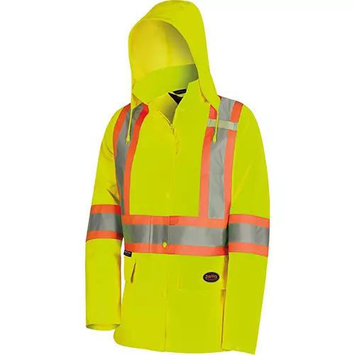 "The Rock" Women's Hi-Vis 300D Oxford Poly Jacket – PU Coated – Hi-Vis Yellow/Green – XS