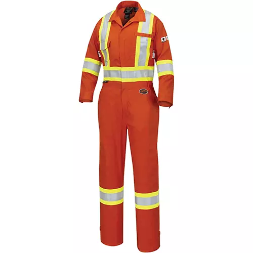 Women's FR-Tech® Hi-Vis 88/12 7 oz FR/ARC-Rated Coveralls – Zipper Closure – Hi-Vis Orange – XS