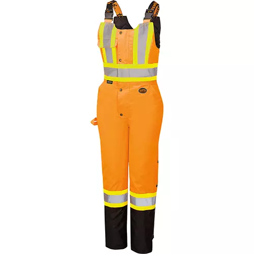 Women's Hi-Vis Safety Overalls – Waterproof – Black Bottom – Hi-Vis Orange – XS