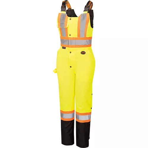 Women's Hi-Vis Safety Overalls – Waterproof – Black Bottom – Hi-Vis Yellow – XS