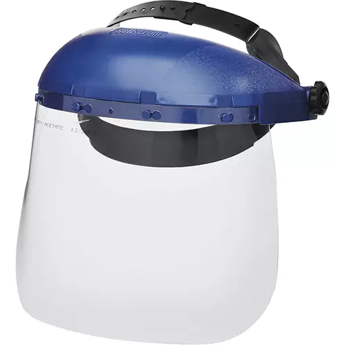 390 Premium Series Single Crown Face Shield – Ratcheting – Polycarbonate – 8" x 12" x .040" – Uncoated – Clear