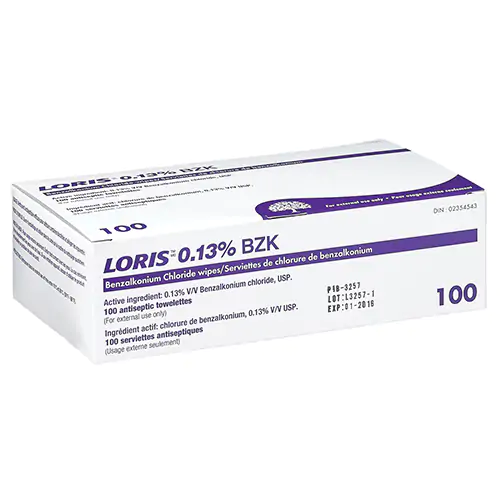 BENZ.CHLOR. 0.13% WIPES,8"X5",100/BX (White 100/BX)