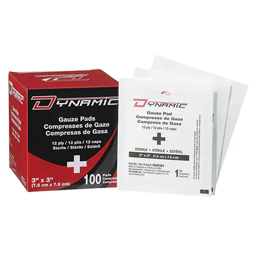 GAUZE PADS,STERILE,12PLY,3"X3",BX/100 (White 100/BX)