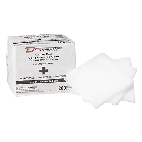 GAUZE SPONGES,4"X4",8 PLY,BX/200 (White 200 Count)
