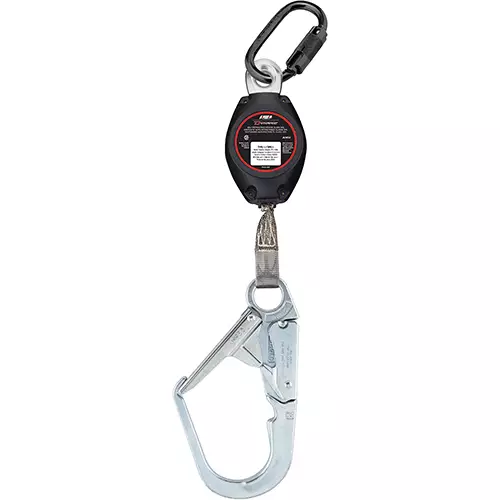 Webbing Self-Retracting Lifeline CSA Class SRL, with Triple Action Carabiner and Large Snap Hook 7' (2.1m) (Black 7')