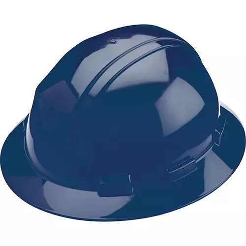 Vented, Full Brim Hard Hat with HDPE Shell, 4-Point Textile Suspension and Wheel Ratchet Adjustment (Navy OS)