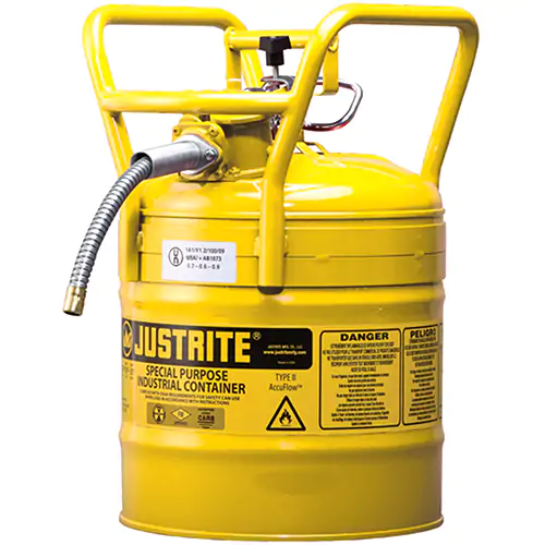 Justrite CAN, DOT, 5/8"HOSE, T2, 5G, YL