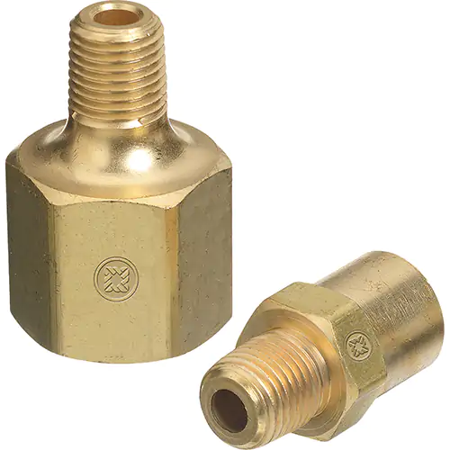 INERT ARC ADAPTORS, 1/8" NPT MALE X A-SIZE 3/8"-24 UNF, LH FEMALE, BRASS