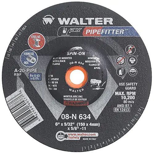 6" X 5/32" X 5/8-11 PIPEFITTER SPIN-ON