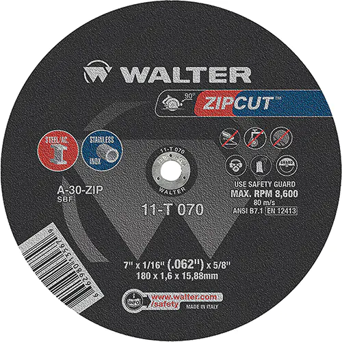 ZIP WHEEL 7X1/16X5/8'' T1 CUT-OFF WHEEL