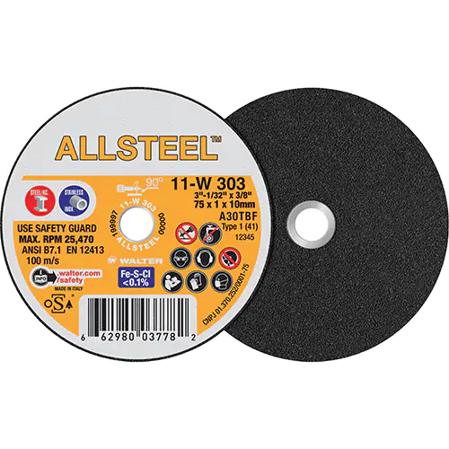 ALLSTEEL 3X1/32X3/8'' T1 CUT-OFF WHEEL