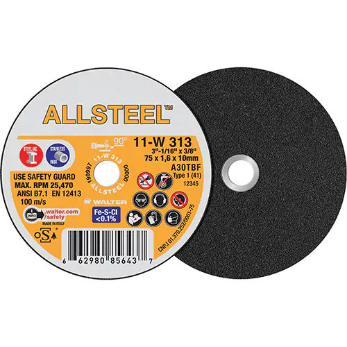 ALLSTEEL 3X1/16X3/8'' T1 CUT-OFF WHEEL